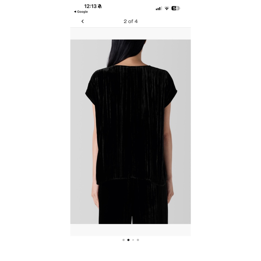 Eileen Fisher Black Velvet Short Sleeve V-Neck Tee Women's 3X - Picture 2 of 12